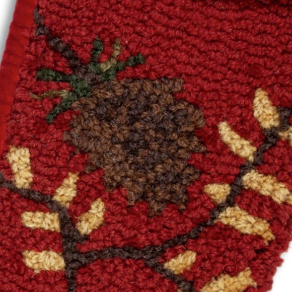 x4 Chandler 4 Corners Pinecone Branch Christmas Stocking Hooked Wool Santa Sock - Picture 3 of 6